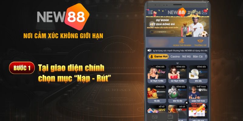 Các bước truy cập vào New88 rút tiền đơn giản